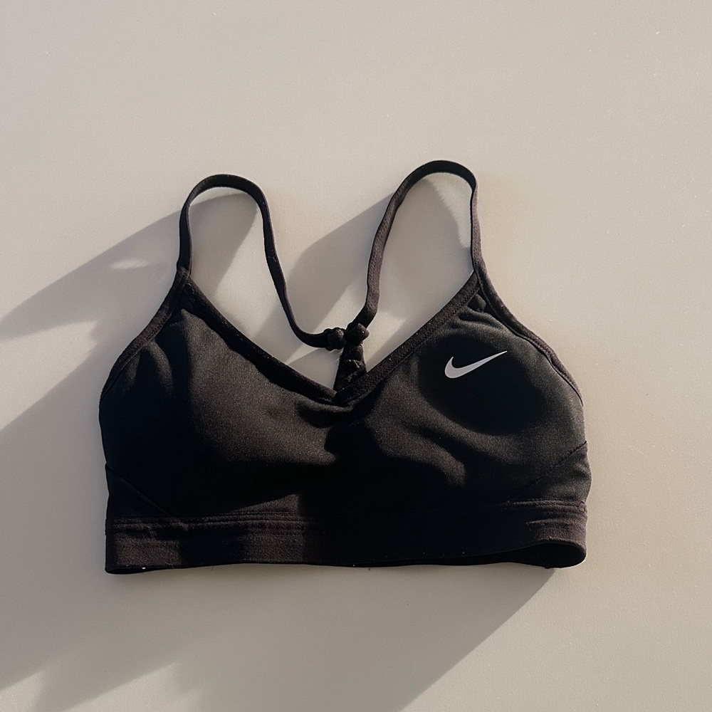 Nike Women's Black Sports Bra with White Logo
